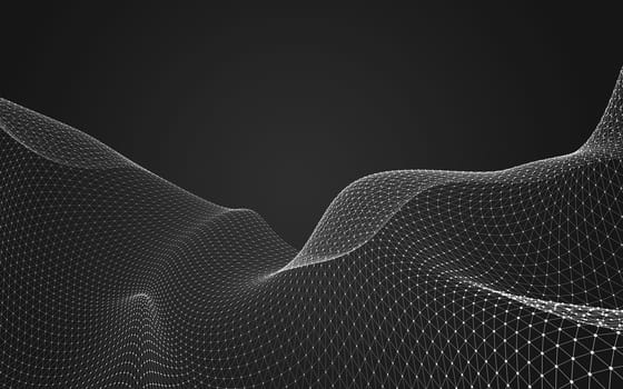 Abstract polygonal space low poly dark background with connecting dots and lines. Connection structure. 3d rendering