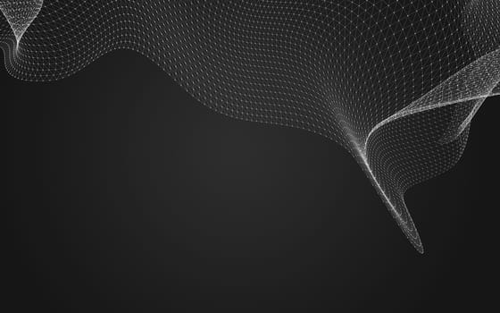 Abstract polygonal space low poly dark background with connecting dots and lines. Connection structure. 3d rendering