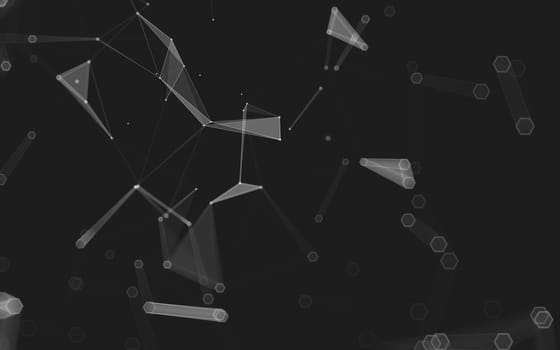 Abstract polygonal space low poly dark background with connecting dots and lines. Connection structure. 3d rendering