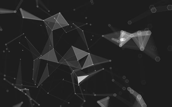 Abstract polygonal space low poly dark background with connecting dots and lines. Connection structure. 3d rendering