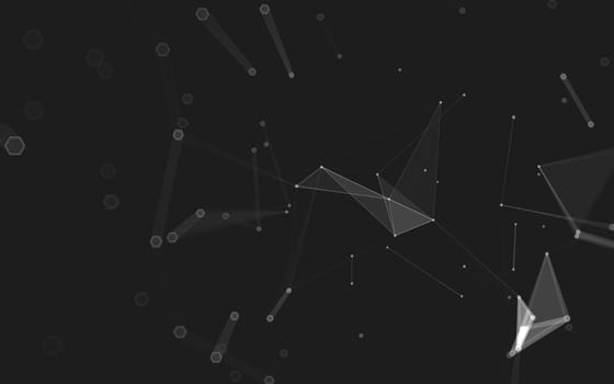 Abstract polygonal space low poly dark background with connecting dots and lines. Connection structure. 3d rendering