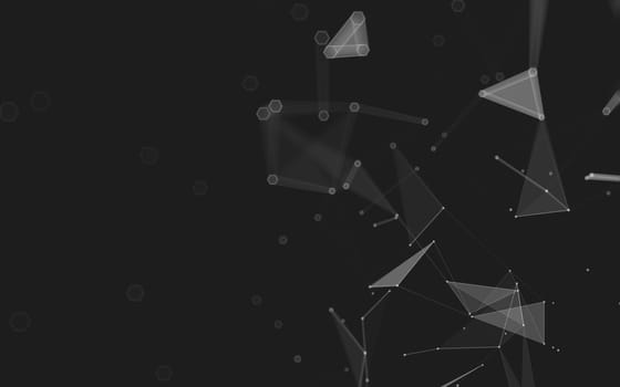 Abstract polygonal space low poly dark background with connecting dots and lines. Connection structure. 3d rendering