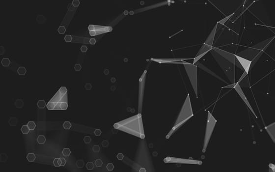 Abstract polygonal space low poly dark background with connecting dots and lines. Connection structure. 3d rendering