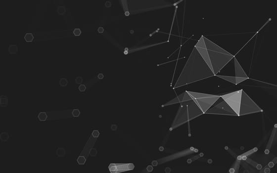 Abstract polygonal space low poly dark background with connecting dots and lines. Connection structure. 3d rendering