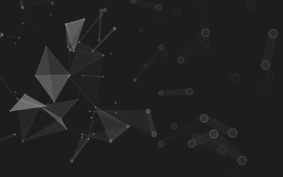 Abstract polygonal space low poly dark background with connecting dots and lines. Connection structure. 3d rendering