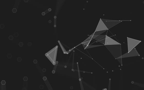 Abstract polygonal space low poly dark background with connecting dots and lines. Connection structure. 3d rendering