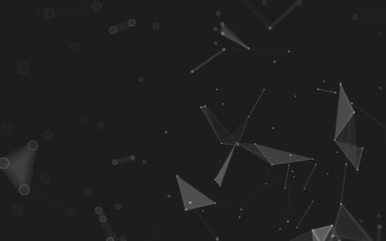 Abstract polygonal space low poly dark background with connecting dots and lines. Connection structure. 3d rendering