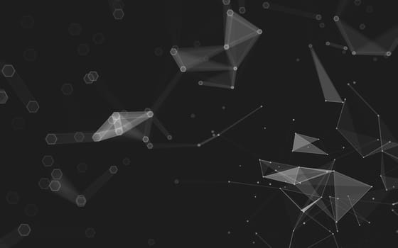 Abstract polygonal space low poly dark background with connecting dots and lines. Connection structure. 3d rendering