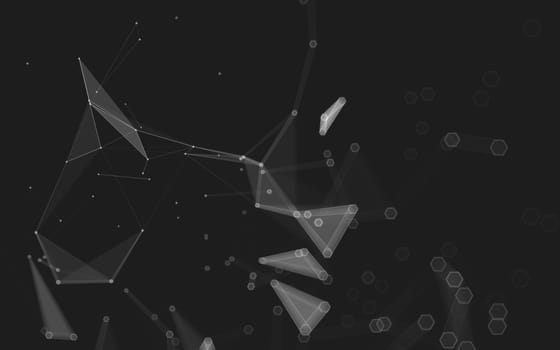 Abstract polygonal space low poly dark background with connecting dots and lines. Connection structure. 3d rendering