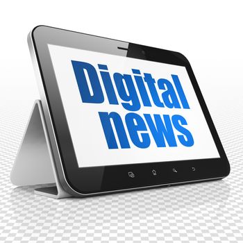 News concept: Tablet Computer with blue text Digital News on display, 3D rendering