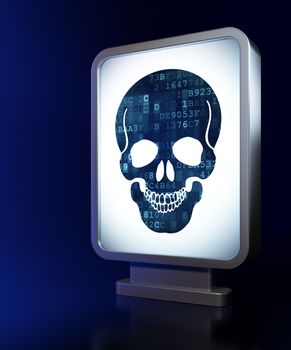 Medicine concept: Scull on advertising billboard background, 3D rendering