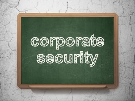 Safety concept: text Corporate Security on Green chalkboard on grunge wall background, 3D rendering