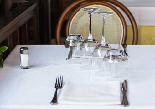 cutlery on the table in a restaurant