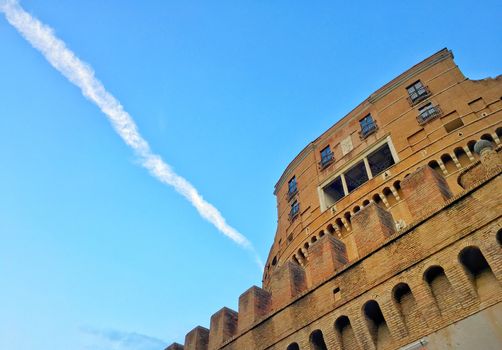 Bottom view of the castle of holy angel in Rome