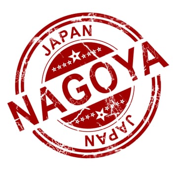 Red Nagoya stamp with white background, 3D rendering