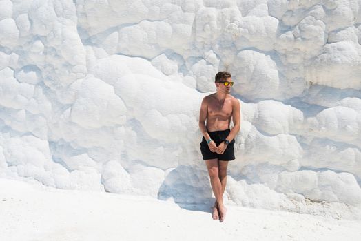 Portrait of man in Pammukale near modern Turkey city Denizli, Turkey