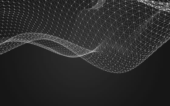 Abstract polygonal space low poly dark background with connecting dots and lines. Connection structure. 3d rendering