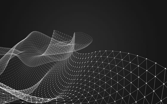 Abstract polygonal space low poly dark background with connecting dots and lines. Connection structure. 3d rendering