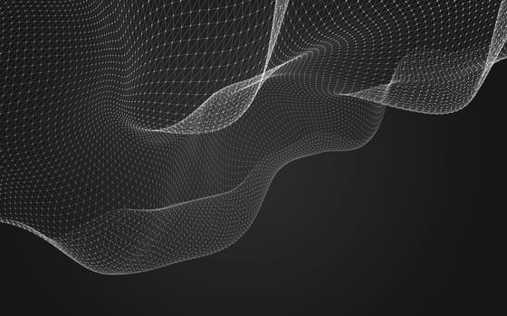 Abstract polygonal space low poly dark background with connecting dots and lines. Connection structure. 3d rendering