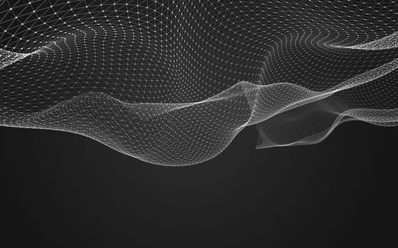 Abstract polygonal space low poly dark background with connecting dots and lines. Connection structure. 3d rendering