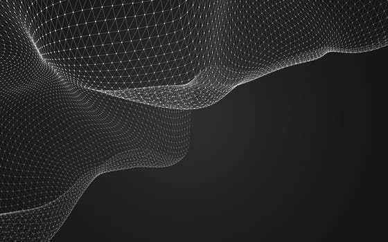 Abstract polygonal space low poly dark background with connecting dots and lines. Connection structure. 3d rendering