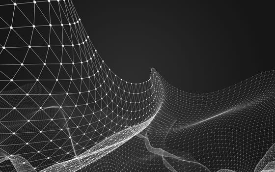 Abstract polygonal space low poly dark background with connecting dots and lines. Connection structure. 3d rendering