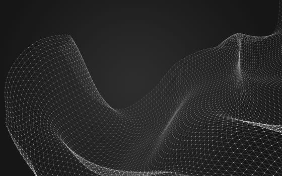 Abstract polygonal space low poly dark background with connecting dots and lines. Connection structure. 3d rendering