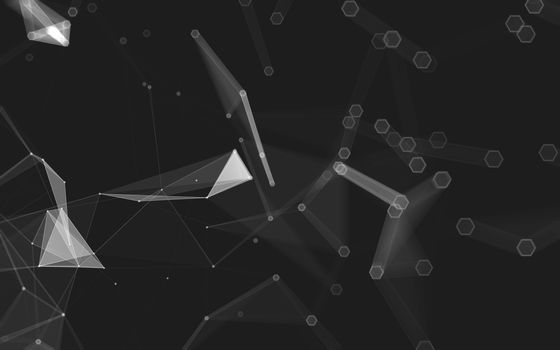 Abstract polygonal space low poly dark background with connecting dots and lines. Connection structure. 3d rendering