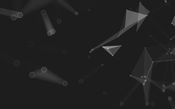 Abstract polygonal space low poly dark background with connecting dots and lines. Connection structure. 3d rendering