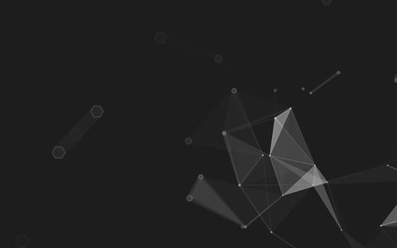 Abstract polygonal space low poly dark background with connecting dots and lines. Connection structure. 3d rendering