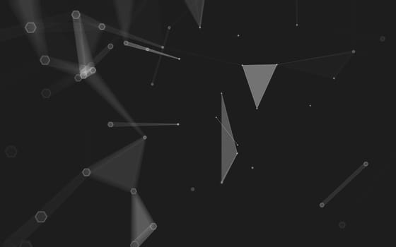 Abstract polygonal space low poly dark background with connecting dots and lines. Connection structure. 3d rendering