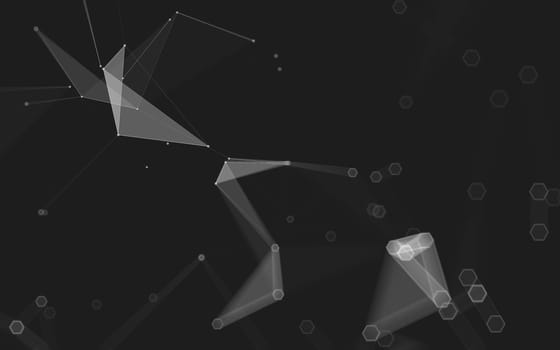 Abstract polygonal space low poly dark background with connecting dots and lines. Connection structure. 3d rendering