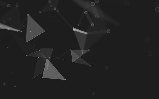 Abstract polygonal space low poly dark background with connecting dots and lines. Connection structure. 3d rendering