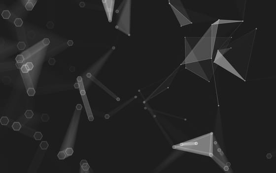 Abstract polygonal space low poly dark background with connecting dots and lines. Connection structure. 3d rendering