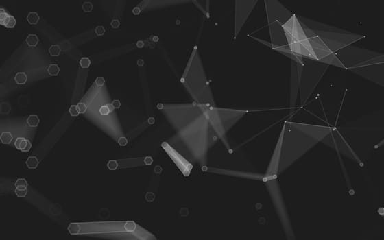 Abstract polygonal space low poly dark background with connecting dots and lines. Connection structure. 3d rendering