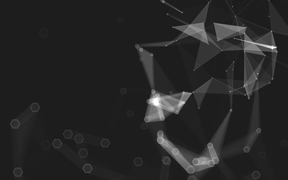 Abstract polygonal space low poly dark background with connecting dots and lines. Connection structure. 3d rendering