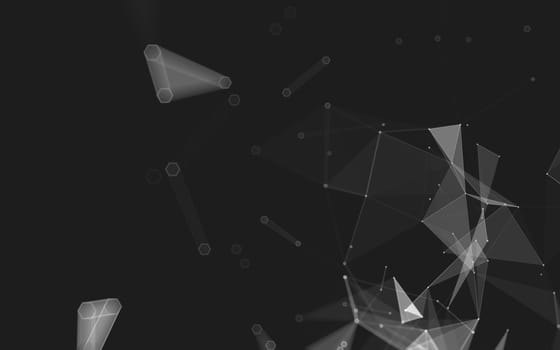 Abstract polygonal space low poly dark background with connecting dots and lines. Connection structure. 3d rendering