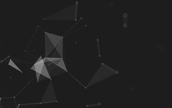 Abstract polygonal space low poly dark background with connecting dots and lines. Connection structure. 3d rendering