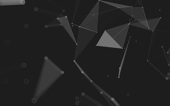 Abstract polygonal space low poly dark background with connecting dots and lines. Connection structure. 3d rendering