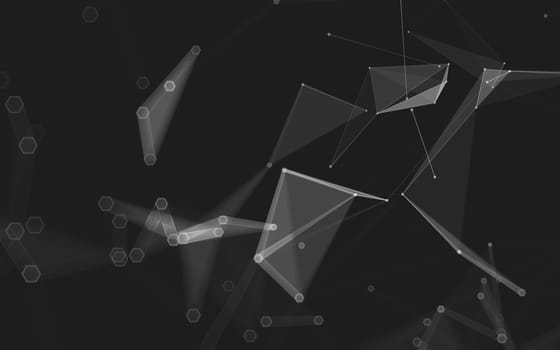 Abstract polygonal space low poly dark background with connecting dots and lines. Connection structure. 3d rendering