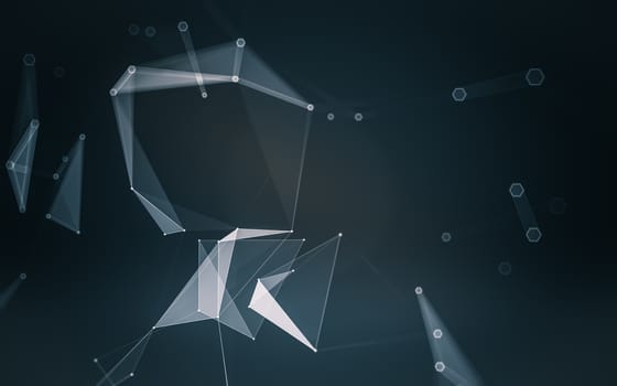 Abstract polygonal space low poly dark background with connecting dots and lines. Connection structure. 3d rendering