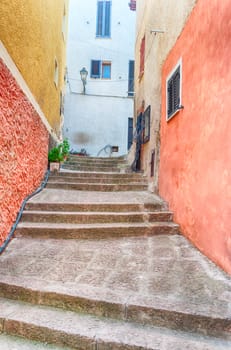 the beautiful alley of castelsardo old city - sardinia - italy