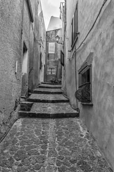 the beautiful alley of castelsardo old city - sardinia - italy