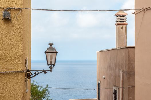 the beautiful alley of castelsardo old city - sardinia - italy