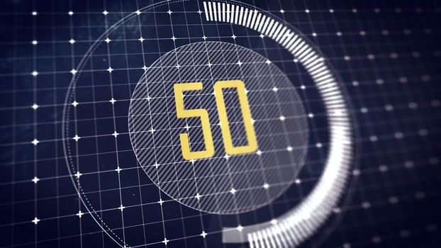 Preloader with the value of 50 percent on a touchscreen . DOF.