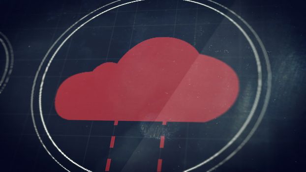 Cloud icon in perspective view with depth of fields