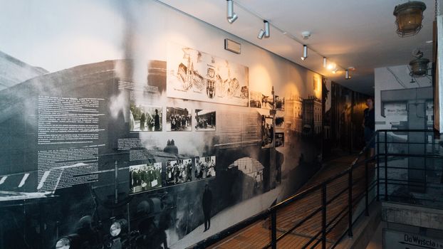 POLAND, KRAKOW - SEP 02, 2016: Exhibition on the theme of life Krakow Jews during the Second World War. Schindler's Factory Museum in Krakow.