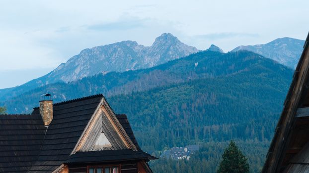 Guesthouse and mountain landscape horizon in Zakopane