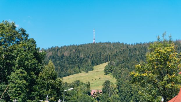 Beautiful landscape of mountains, view at Zakopane from the top of Gubalowka, Tatra Mountains in Poland.