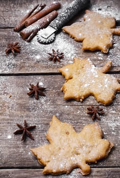 Ginger autumn handmade home made biscuits from the bakery with spices